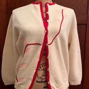 Russ Cream and Red Cardigan Sweater